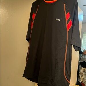 ASICS Men's Black and Red Shirt